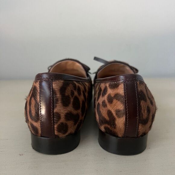 J Crew Academy Calf Hair Leather Loafers leopard - sz 5 - Picture 5 of 9